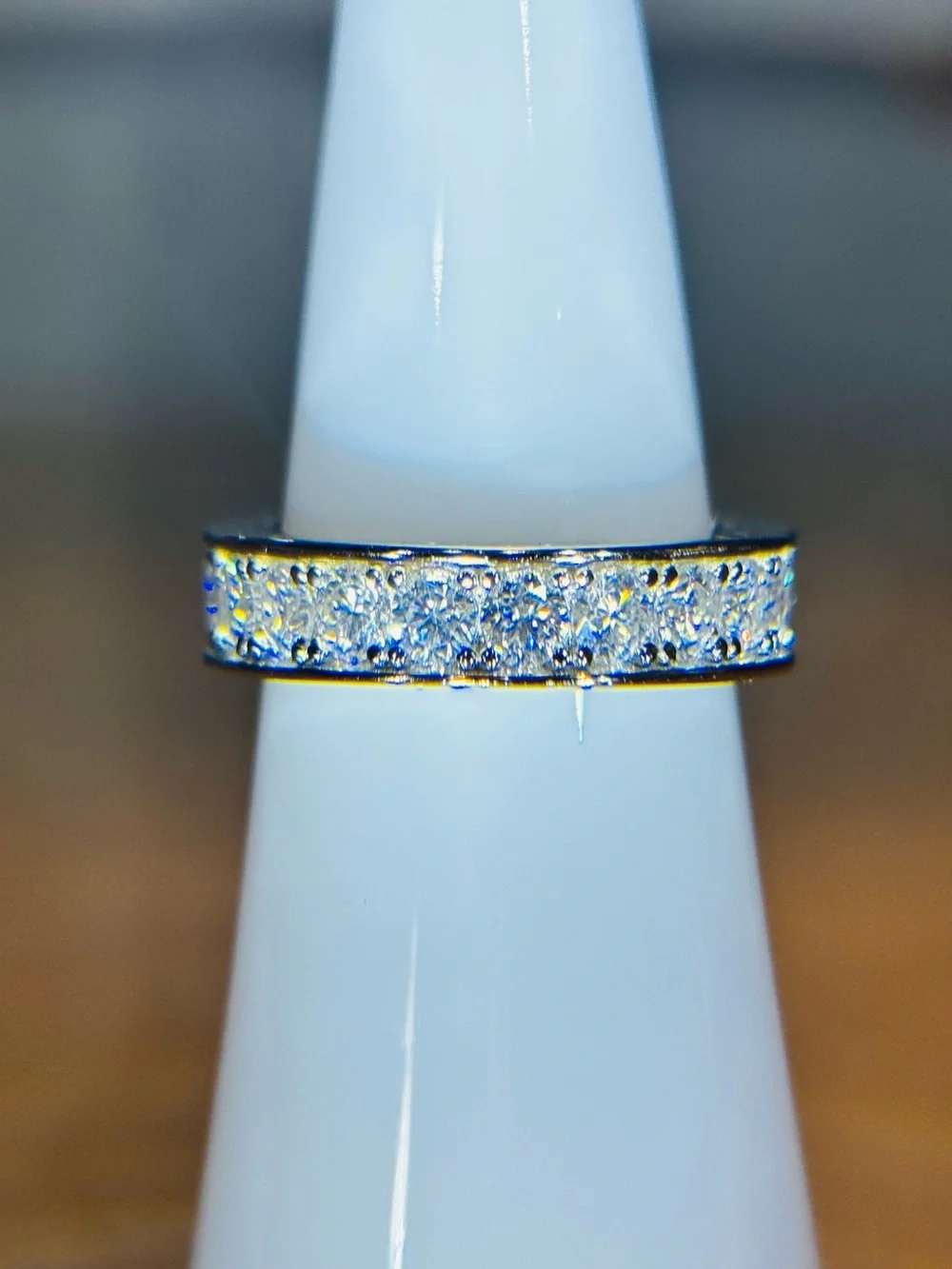 Solid 925 Sterling Silver VVS Moissanite Eternity Band - Picture 9 of 11